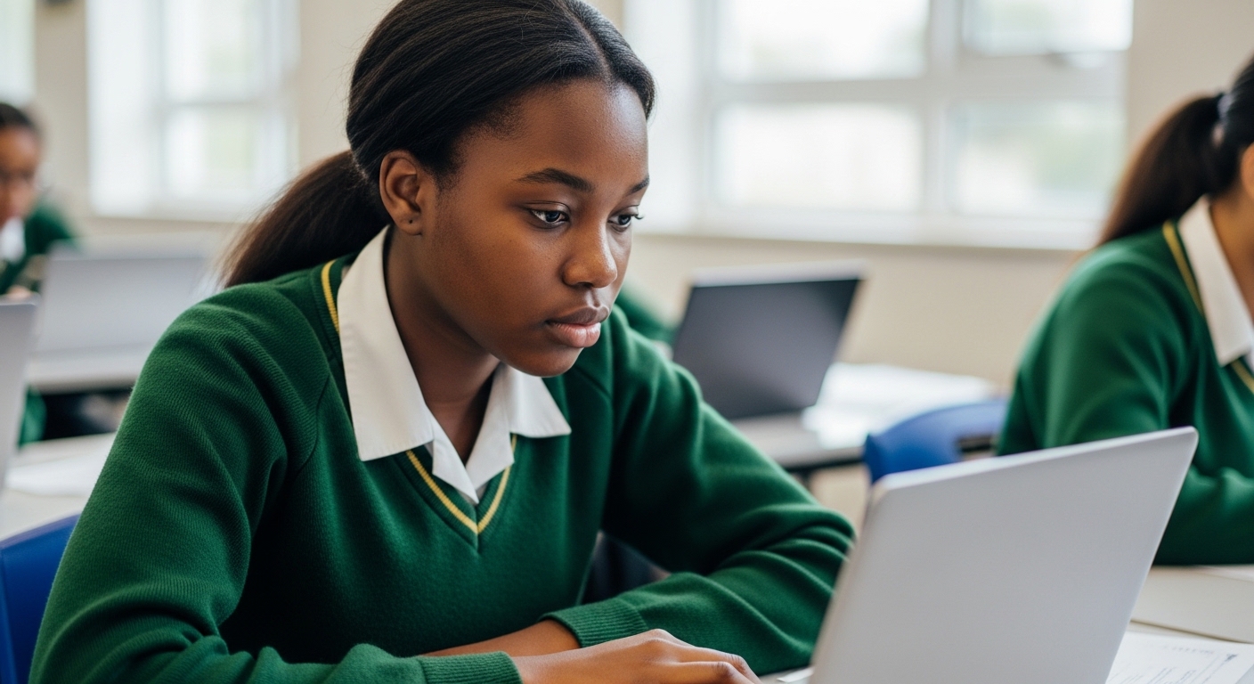 Student taking a digital exam using SmartGrader
